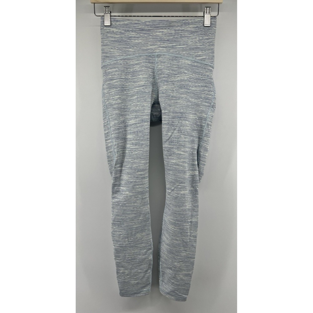 Lululemon Train Times 7/8 Pant Leggings Blue White Striped Sz 6 26/26 High Rise - Picture 1 of 4